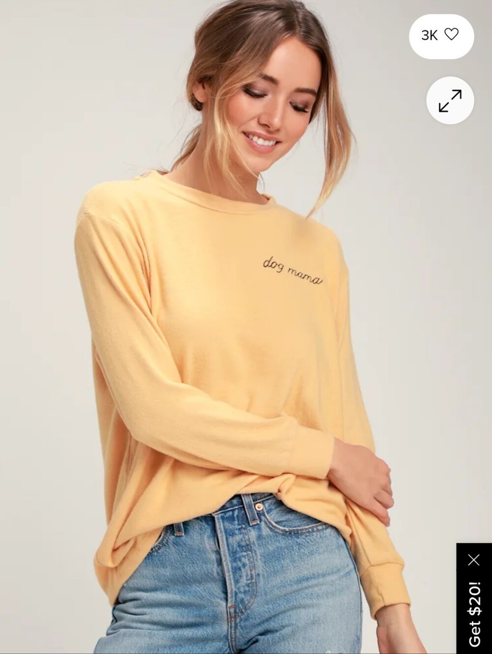 Sadie & Sage Long Sleeve Tee Yellow Small